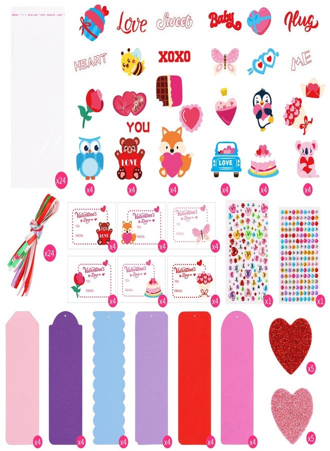 STEFORD 24 Sets Valentine DIY Bookmark Craft Kit, Valentine's Day Foam Stickers Funny Bookmarks Crafts Bulk for Kids School Classroom Activities Party Reading Gift Exchange - Image 2